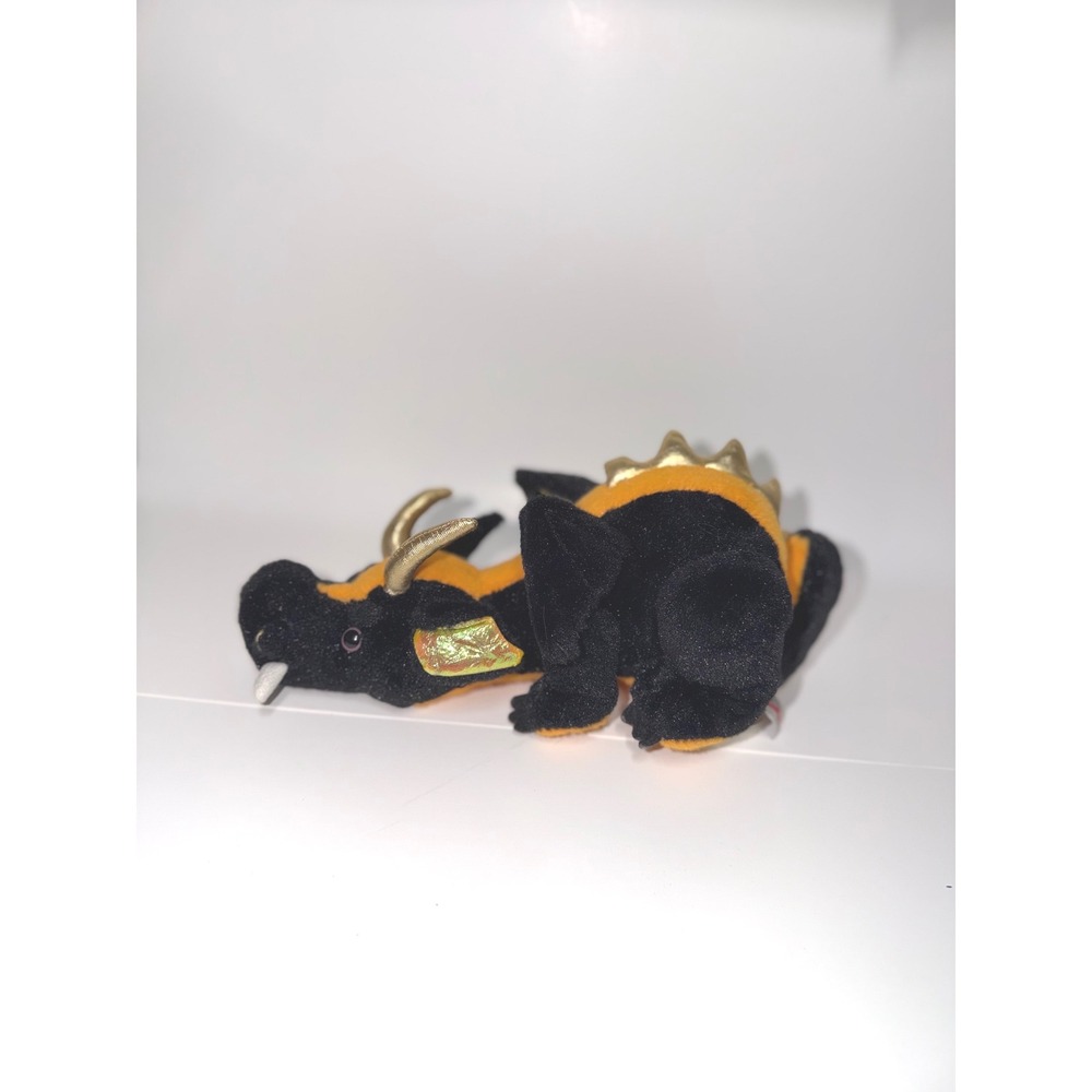 Ganz Heritage Collection Dragon Plush Black Orange Gold Metallic Stuffed Animal